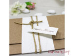 Partecipazione carta kraft con pizzo e cordoncino BP051806