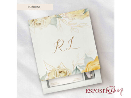 Partecipazione con scatola e confetti Box20 rose gialle