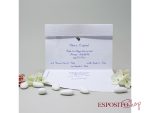 Partecipazione in carta perlata con cuori in argento BP051683