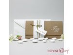 Partecipazione carta kraft con pizzo e cordoncino BP051806
