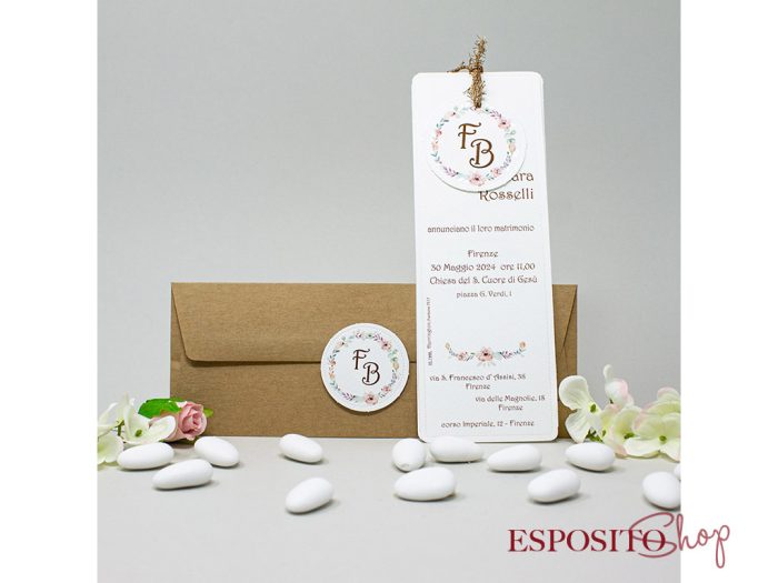 Partecipazione con cartoncini e busta carta kraft BP051948