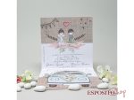 Partecipazione con sposi con pulmino verde BP052008