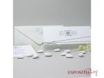 Partecipazione con fiori azzurri e cordino bianco BP052202