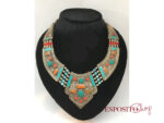 Collana Tibetana con corallo e turchese, placche in metallo CL004
