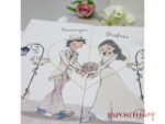 Partecipazione con sposi disegnati e cuore oro BP052048