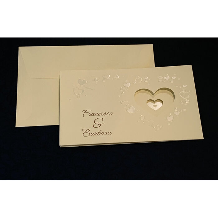 Partecipazione con cuori perlati in rilievo BP051744 - immagine 2