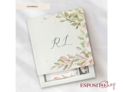 Partecipazione con scatola e confetti Box21 Foglie e fiori