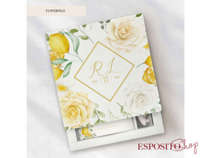 Partecipazione con scatola e confetti Box22 Rose gialle