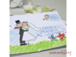 Partecipazione con sposi cartoon e cupido BP051346
