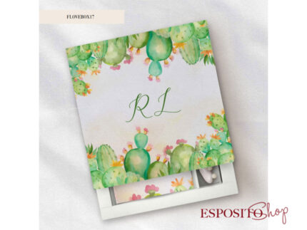 partecipazione scatola confetti cactus