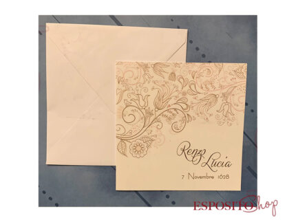 Partecipazione con decori rose gold F1465