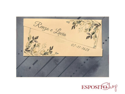 Partecipazione con foglie verde salvia acquerello F1668