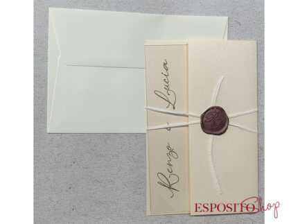 Partecipazione in plexiglass con copertina rosa e nastro F1777