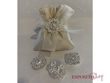 Sacchetto Platino con Spilla Strass Argento