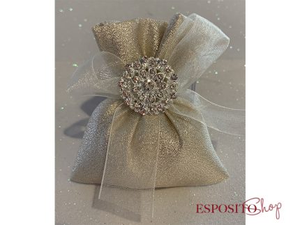 Sacchetto Platino con Spilla Strass Argento