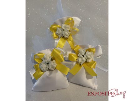 Sacchetto in Raso Bianco con Rose