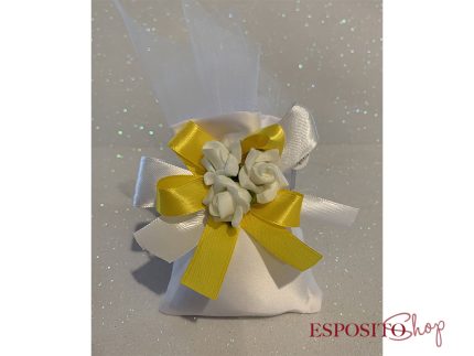 Sacchetto in Raso Bianco con Rose