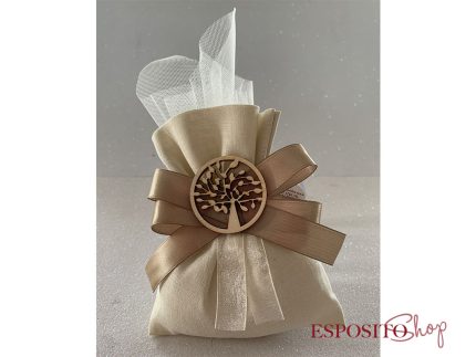 Sacchetto in Cotone con Tag Albero della Vita e Organza